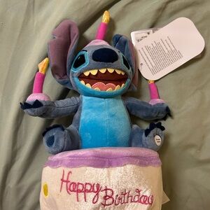 Blue Disney  Stitch Birthday Plush plays music